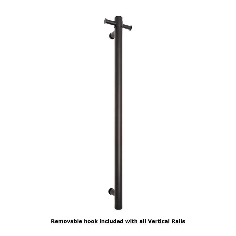 Thermogroup Straight Round Vertical Single Heated Towel Rail Matte Black Buildmat