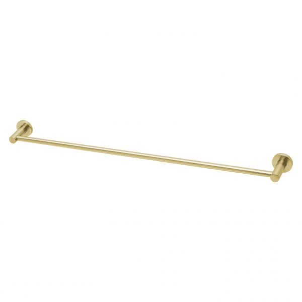 Radii Single Towel Rail 800mm Round Plate Brushed Gold