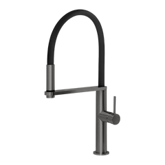 Blix Flexible Hose Brushed Carbon Sink Mixer Round Lead Free