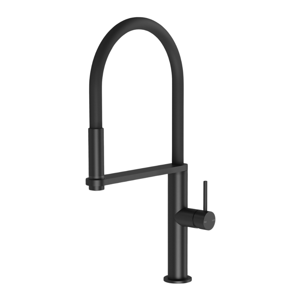 Blix Flexible Hose Matte Black Sink Mixer Round