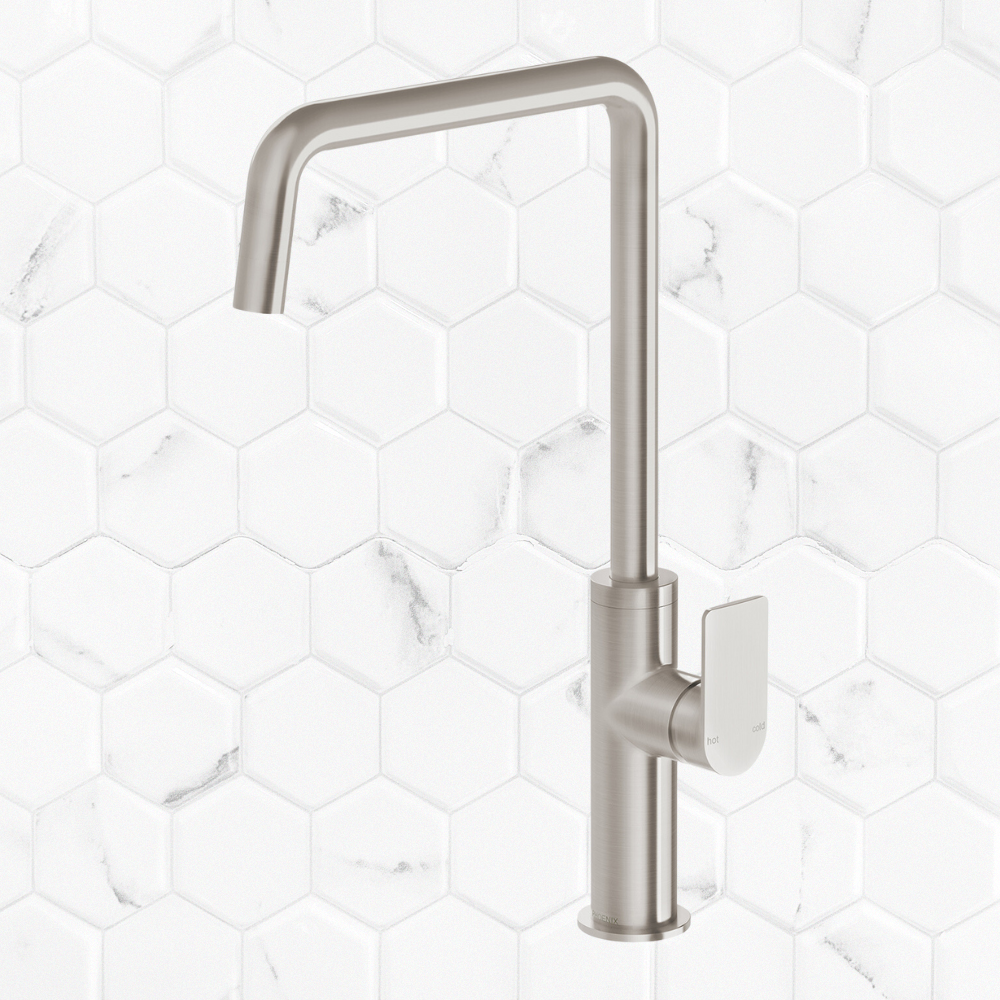 Mekko Brushed Nickel Sink Mixer 190mm Squareline