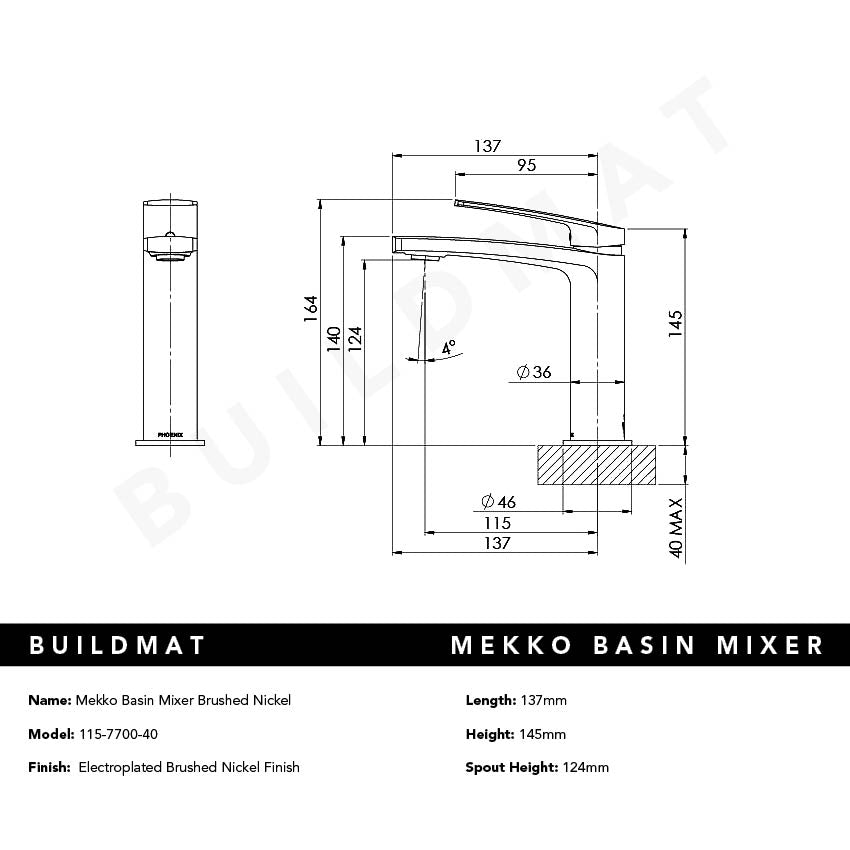 Mekko Basin Mixer Brushed Nickel