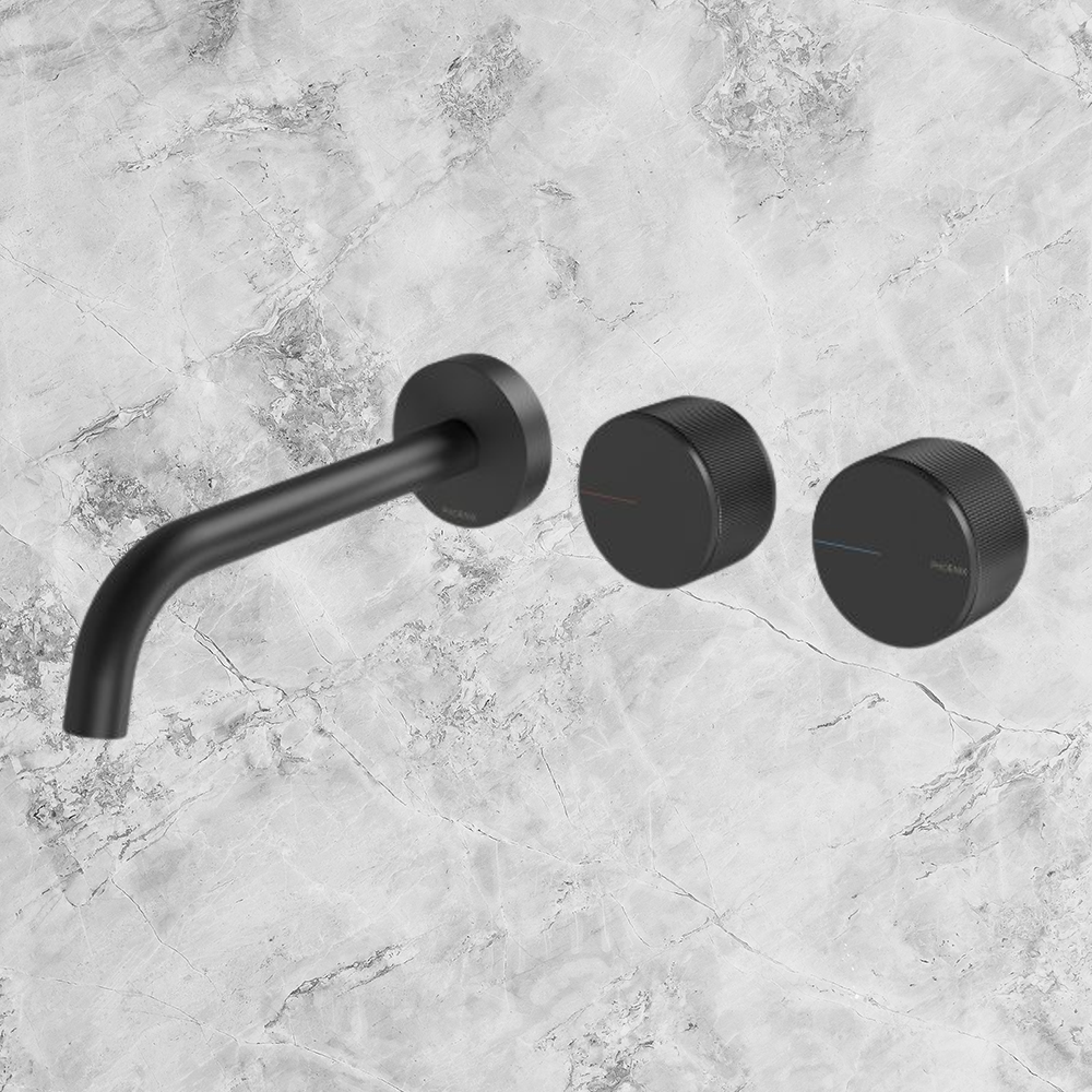 Axia Wall Basin / Bath Curved Outlet Hostess Set 180mm Matte Black