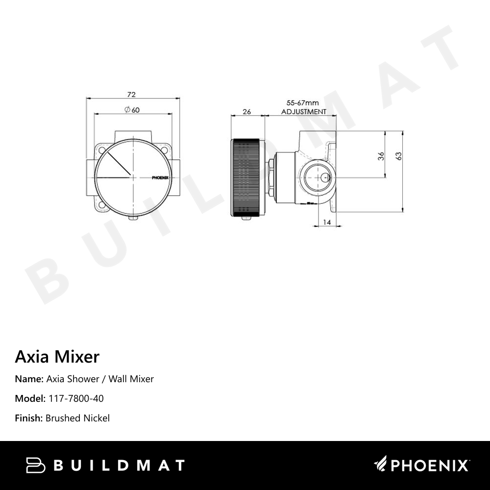 Axia Shower / Wall Mixer Brushed Nickel