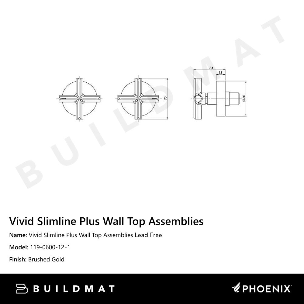 Vivid Slimline Plus Wall Top Assemblies Brushed Gold Lead Free