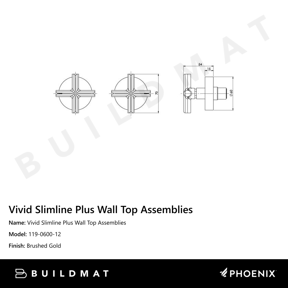 Vivid Slimline Plus Wall Top Assemblies Brushed Gold