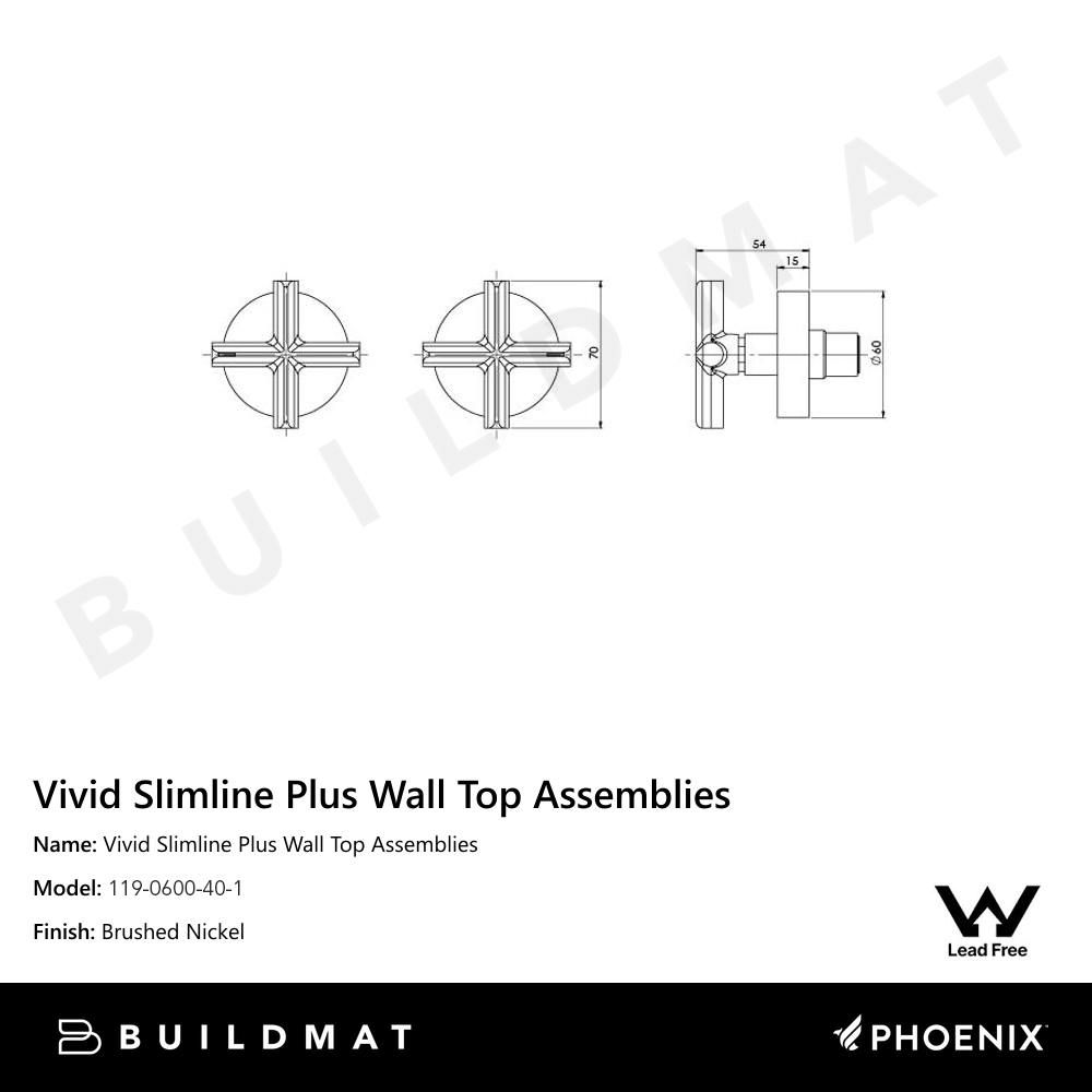 Vivid Slimline Plus Wall Top Assemblies Lead Free Brushed Nickel