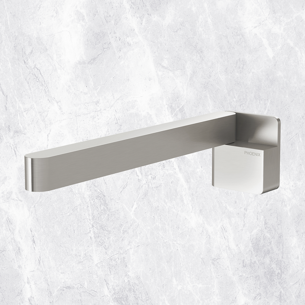 Designer Swivel Bath Outlet 230mm Square Brushed Nickel