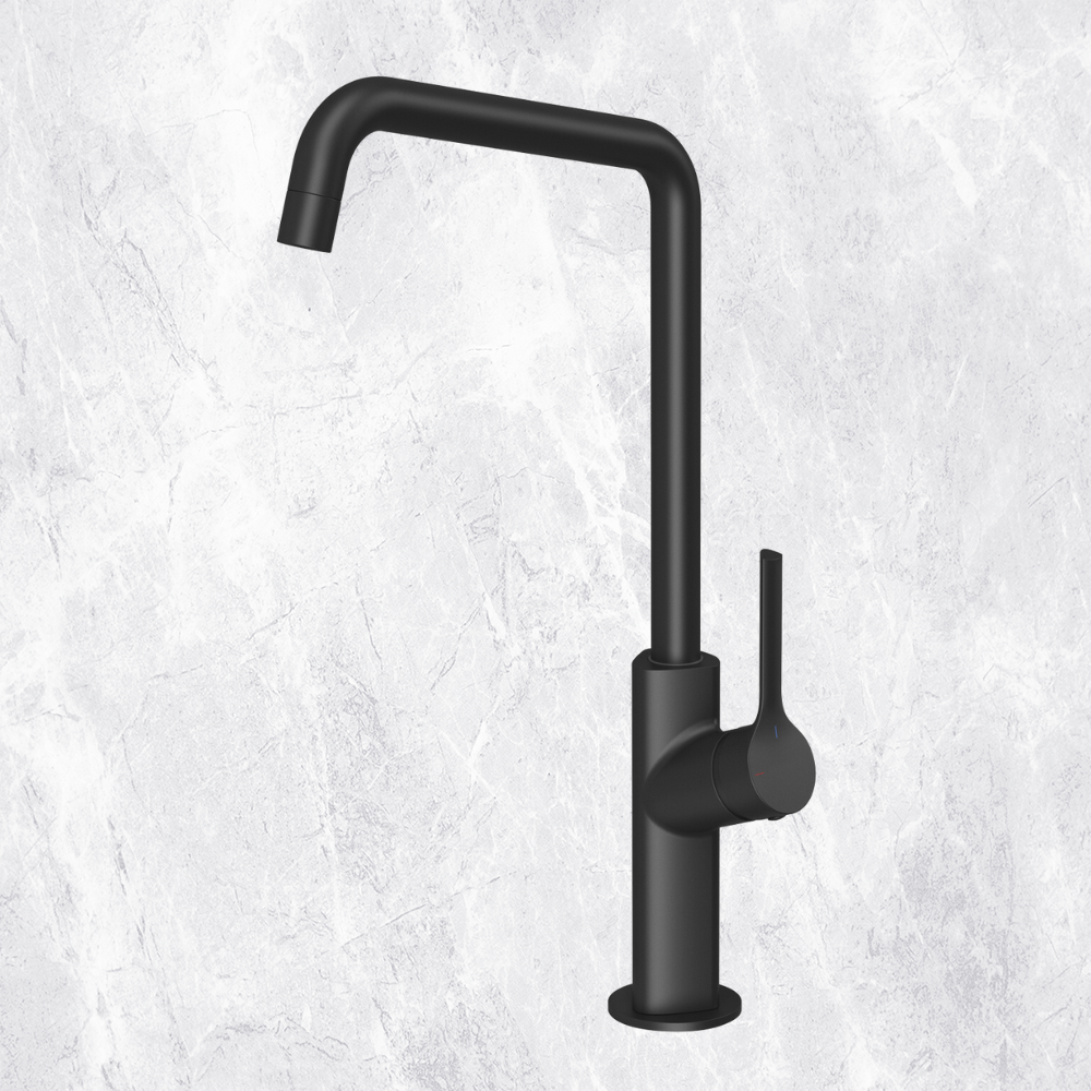 Ester Matte Black Sink Mixer 200mm Squareline