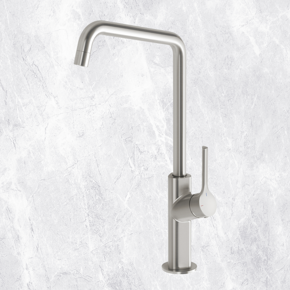 Ester Brushed Nickel Sink Mixer 200mm Squareline