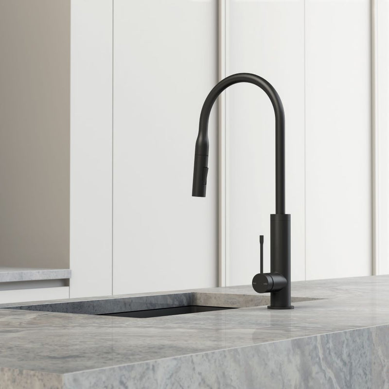 Deja Pull Out Matte Black Sink Mixer 220mm