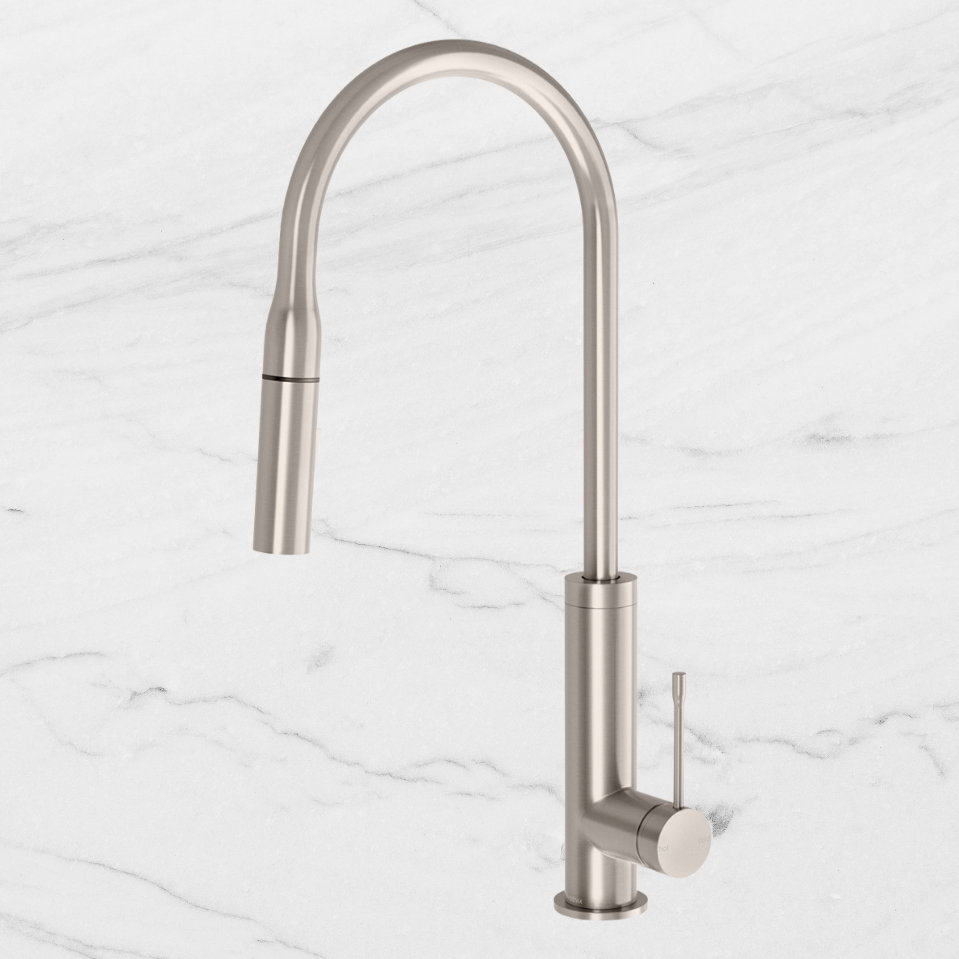 Deja Pull Out Brushed Nickel Sink Mixer 220mm