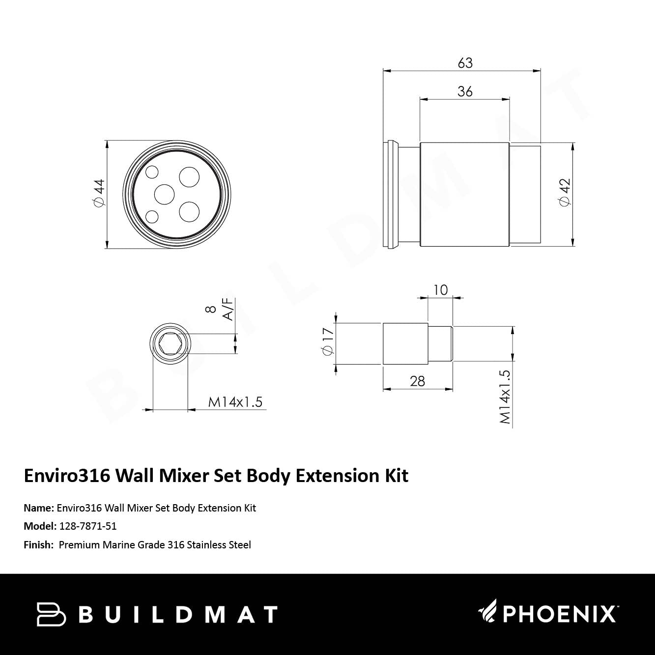 Enviro316 Wall Mixer Set Body Extension Kit