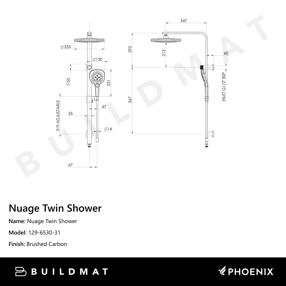 Nuage Twin Shower Brushed Carbon