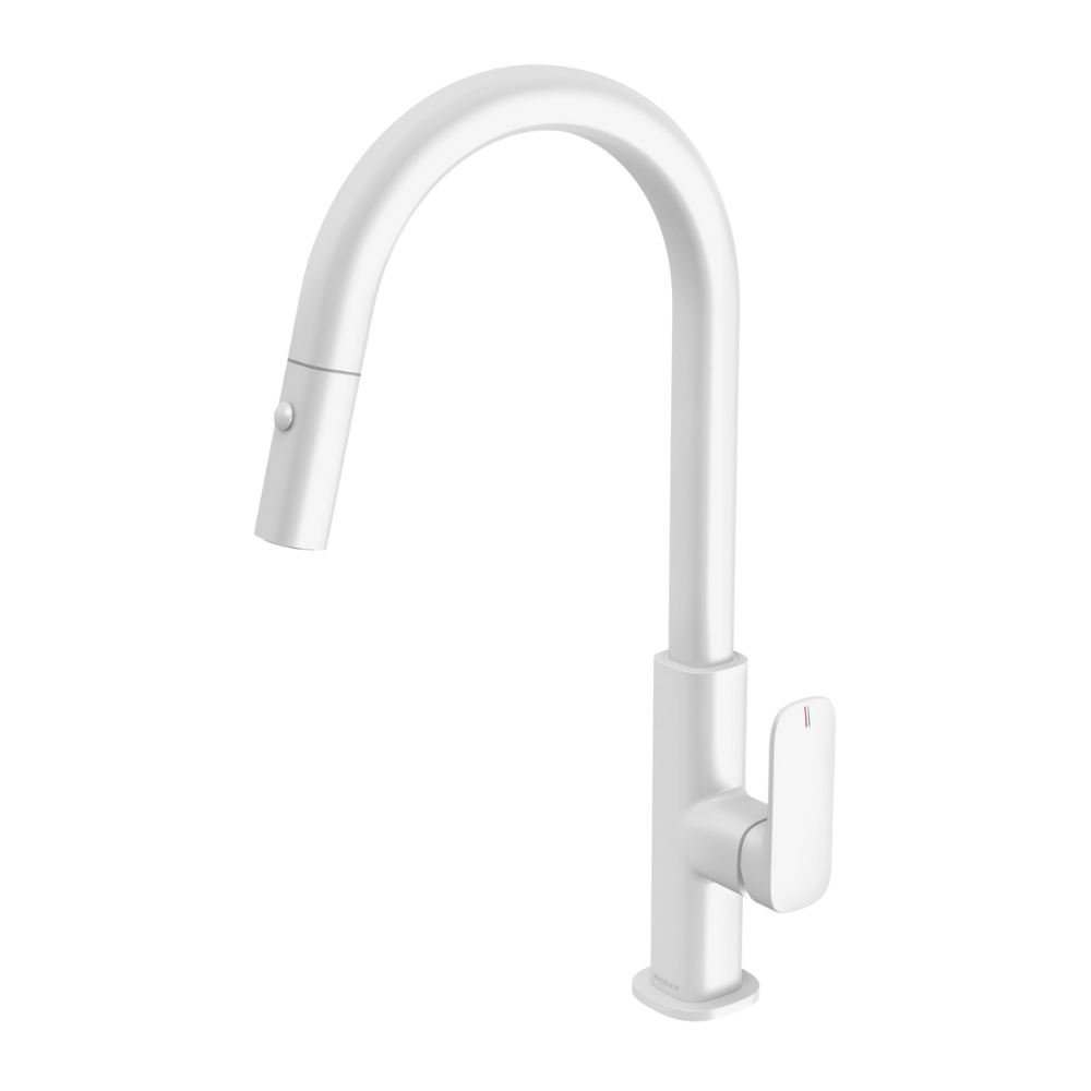 Nuage Pull Out Sink Mixer 200mm Lead Free Matte White