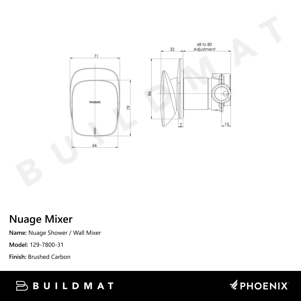 Nuage Shower / Wall Mixer Brushed Carbon