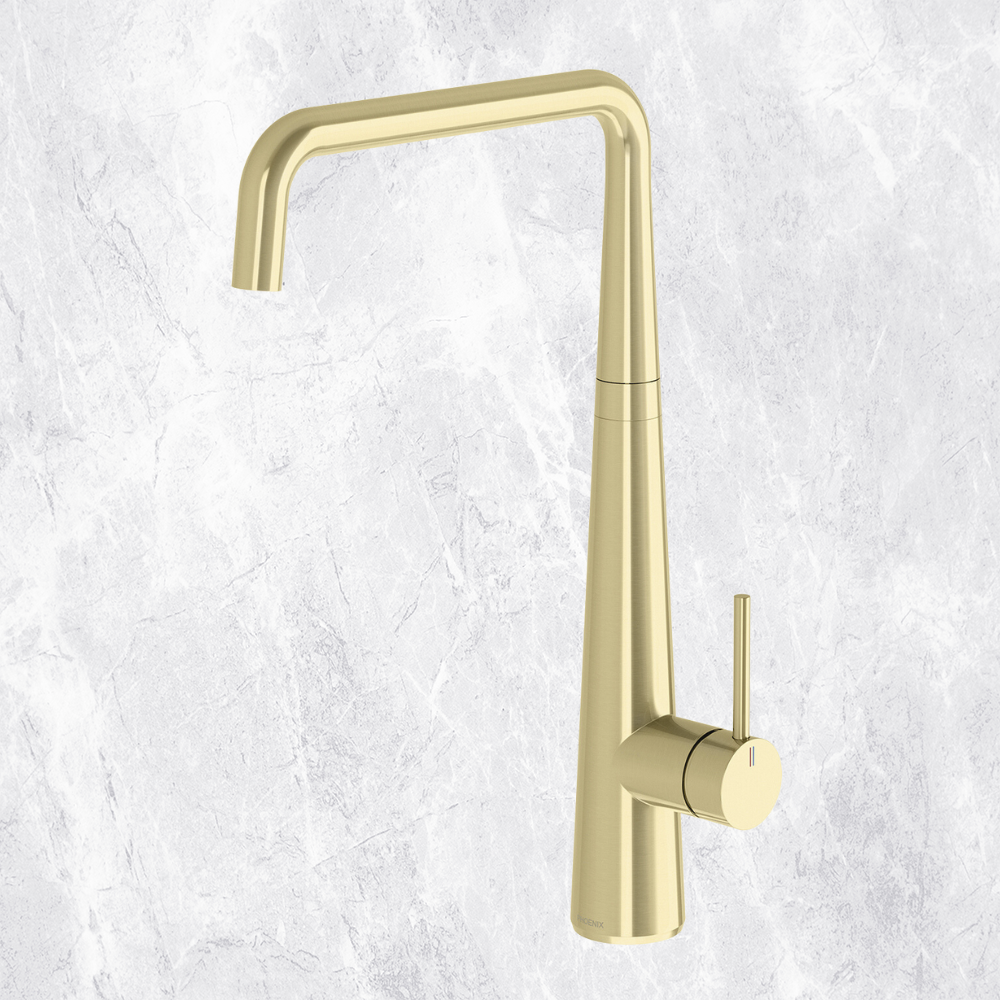 Erlen Brushed Gold Sink Mixer 200mm Squareline