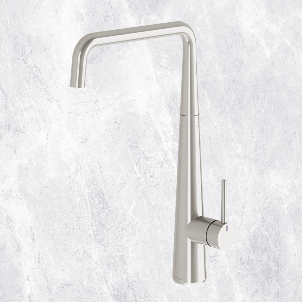 Erlen Brushed Nickel Sink Mixer 200mm Squareline