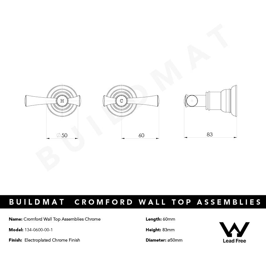 Cromford Wall Top Assemblies Lead Free Chrome