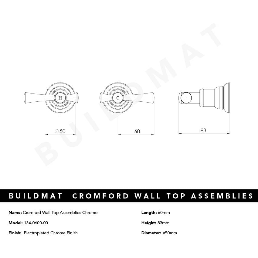 Cromford Wall Top Assemblies Chrome