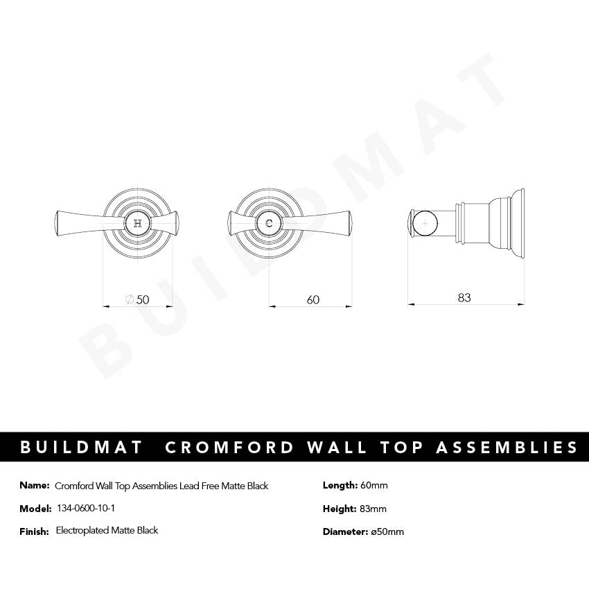 Cromford Wall Top Assemblies Lead Free Matte Black