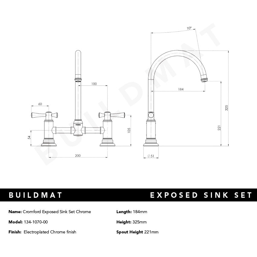 Cromford Exposed Sink Set Chrome