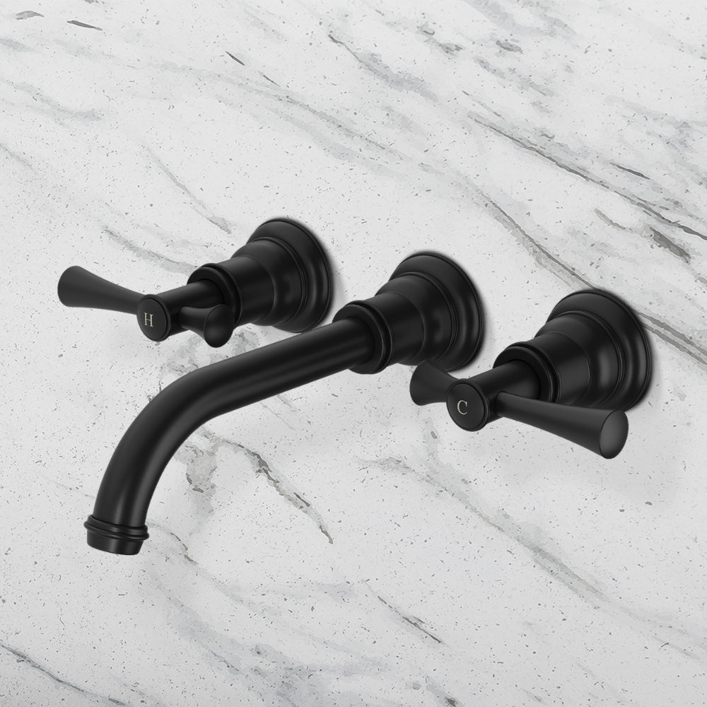 Cromford Wall Basin / Bath Tap Set Matte Black