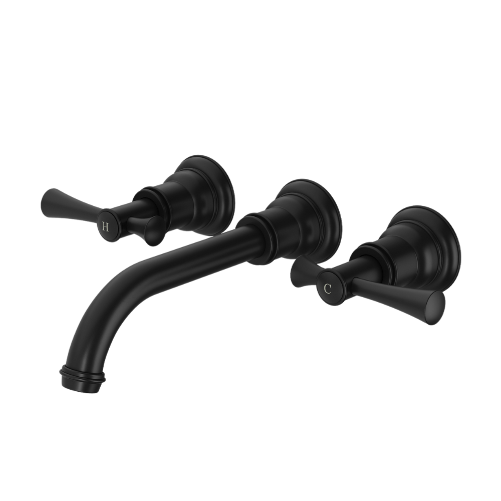 Cromford Wall Basin / Bath Tap Set Matte Black