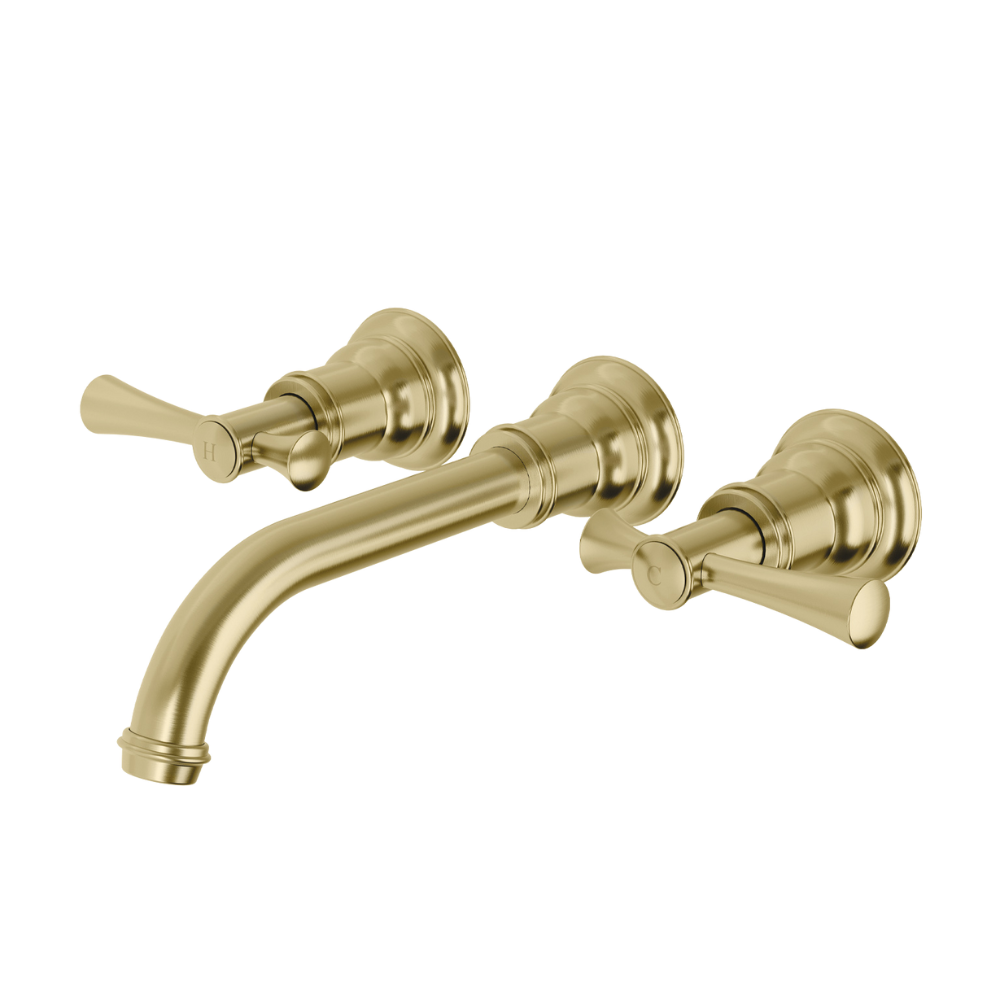 Cromford Wall Basin / Bath Tap Set Brushed Gold