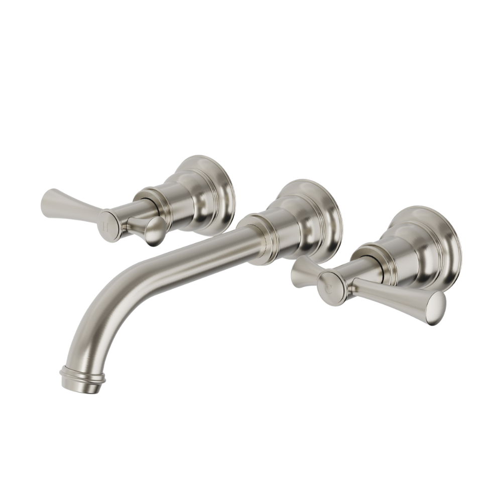 Cromford Wall Basin / Bath Tap Set Brushed Nickel