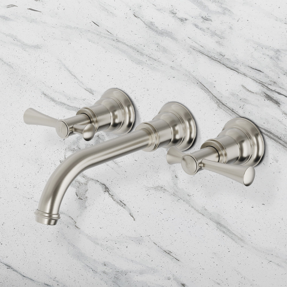 Cromford Wall Basin / Bath Tap Set Brushed Nickel