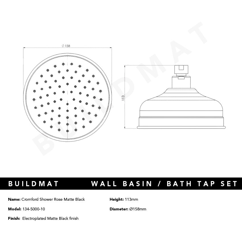 Cromford Shower Rose Matte Black