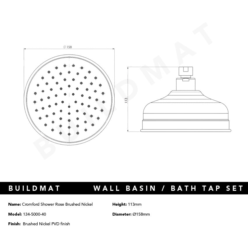 Cromford Shower Rose Brushed Nickel