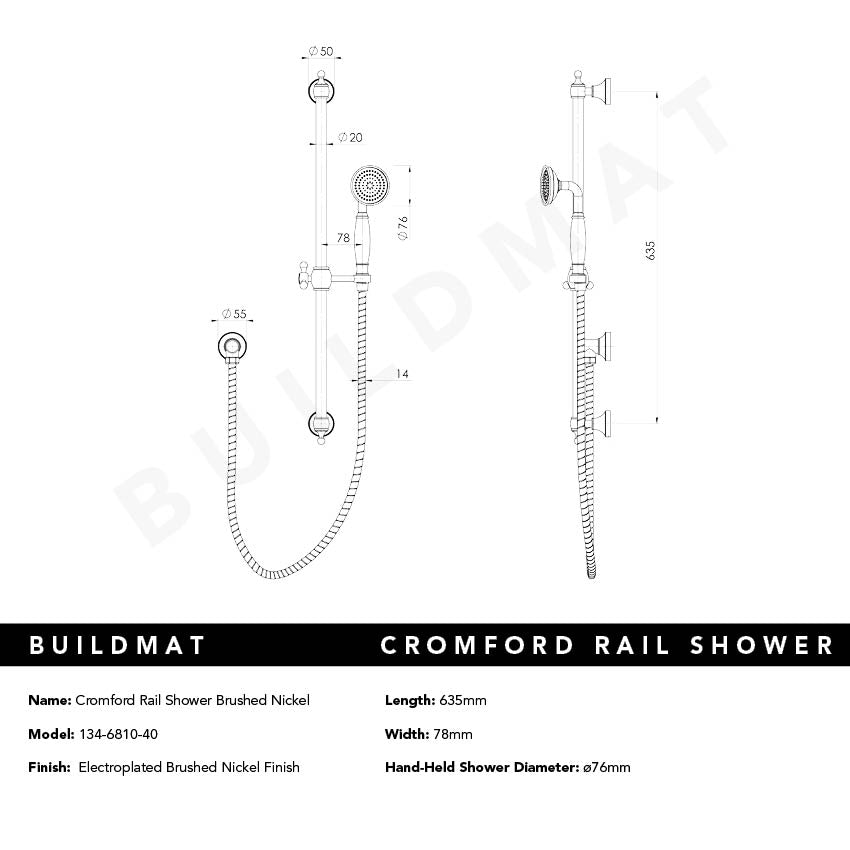 Cromford Rail Shower Brushed Nickel