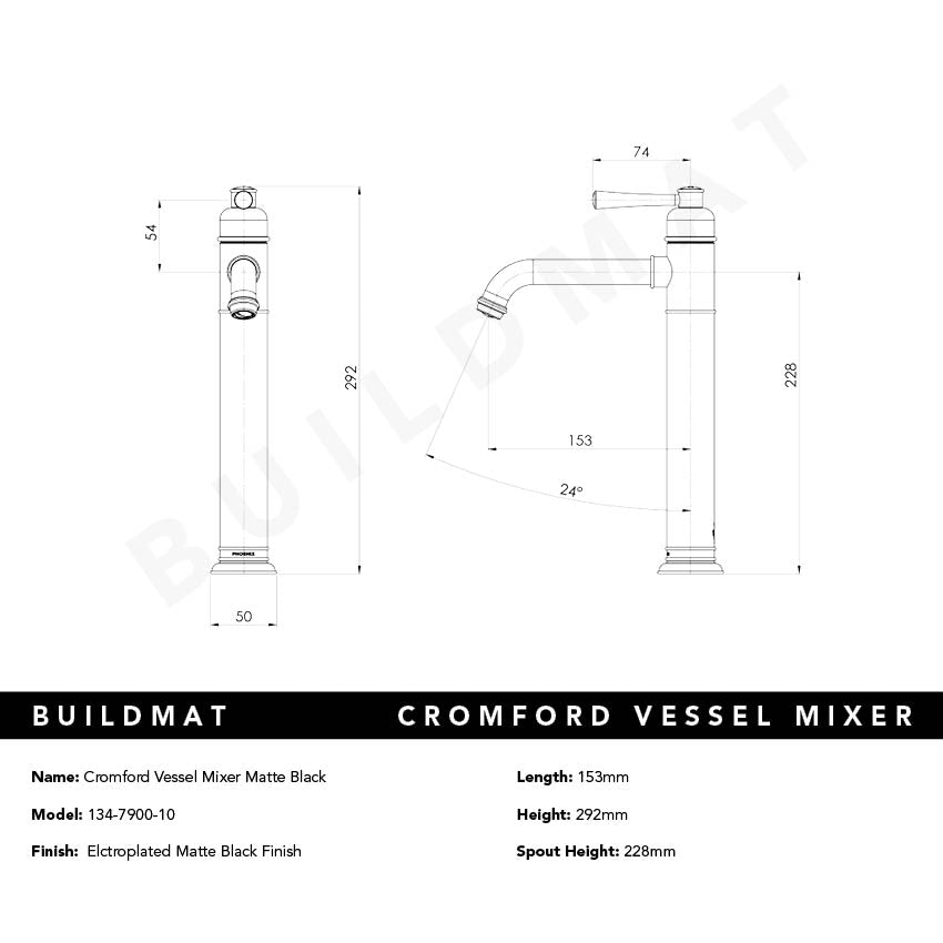 Cromford Vessel Mixer Matte Black