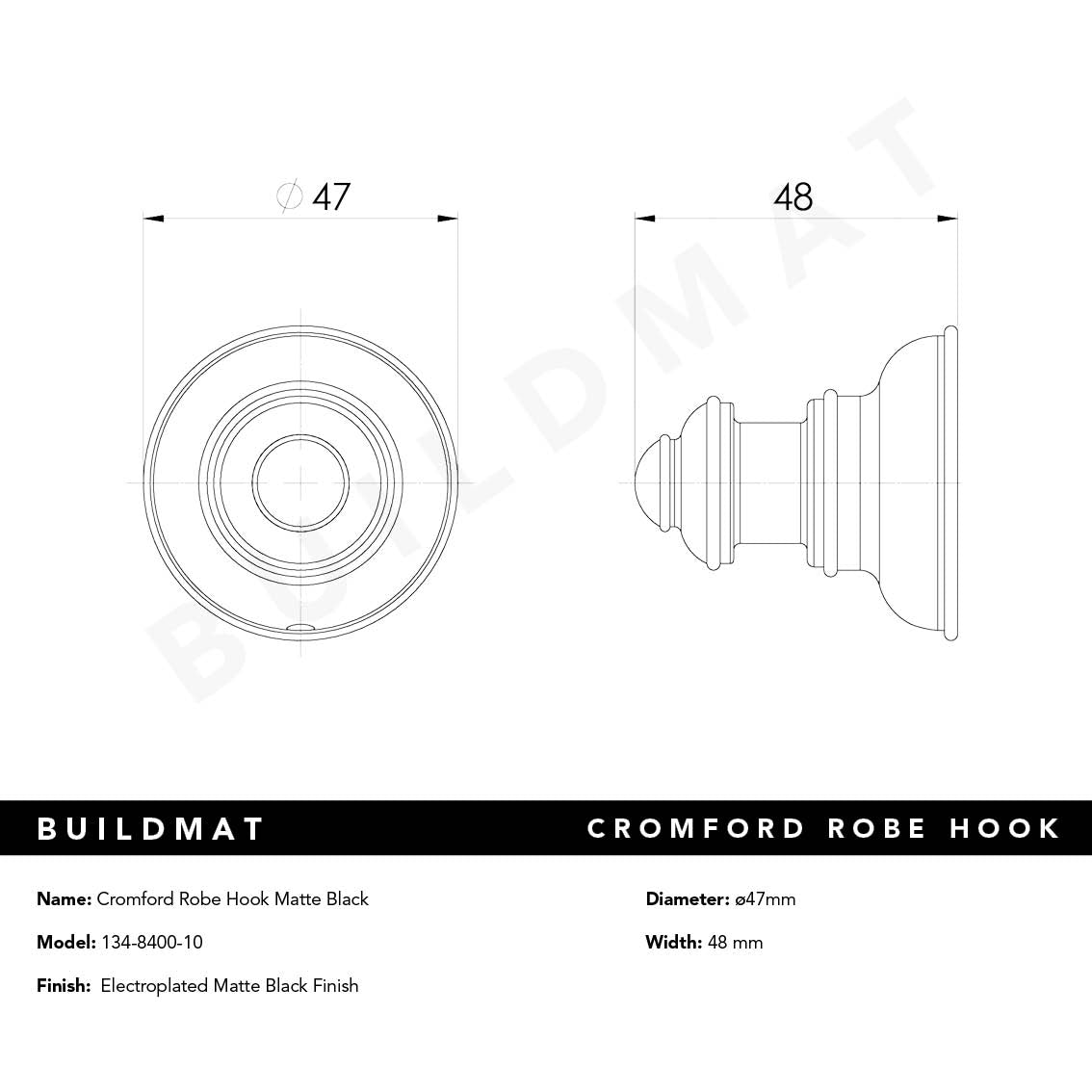 Cromford Robe Hook Matte Black