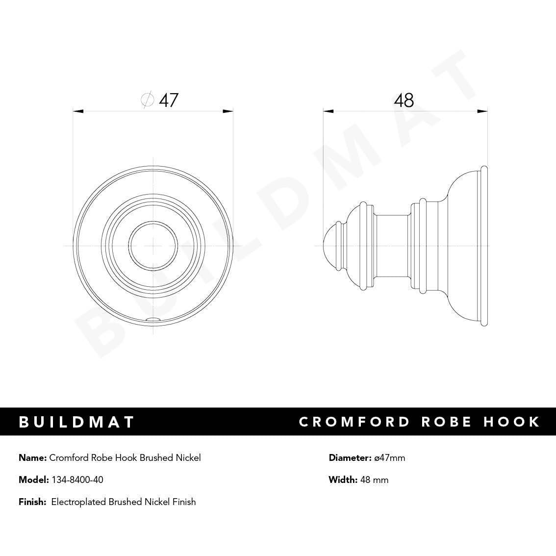 Cromford Robe Hook Brushed Nickel