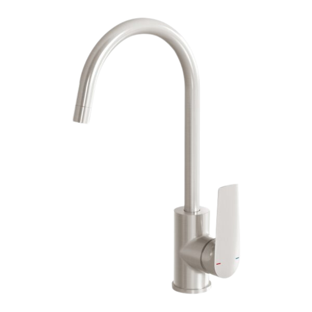 Arlo Sink Mixer 200mm Gooseneck Lead Free Brushed Nickel