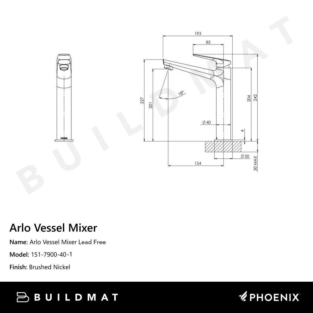 Arlo Vessel Mixer 6 Star Lead Free Brushed Nickel