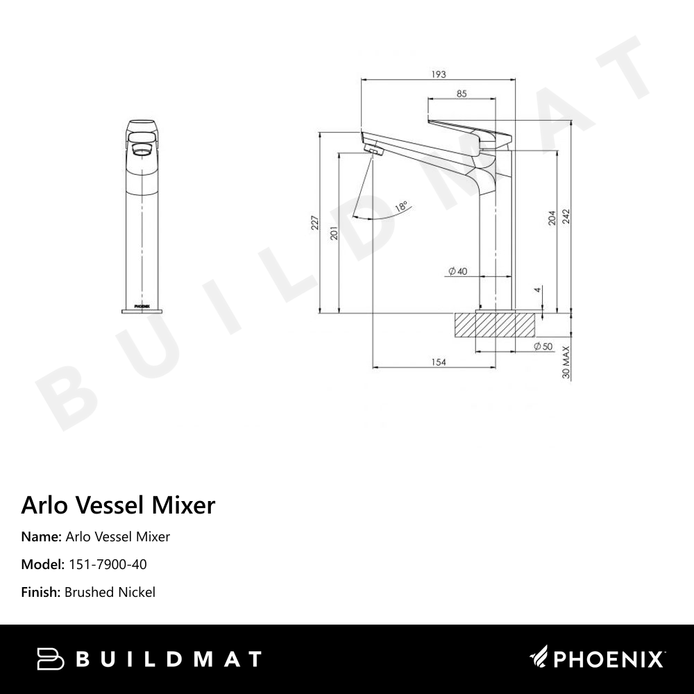 Arlo Vessel Mixer Brushed Nickel