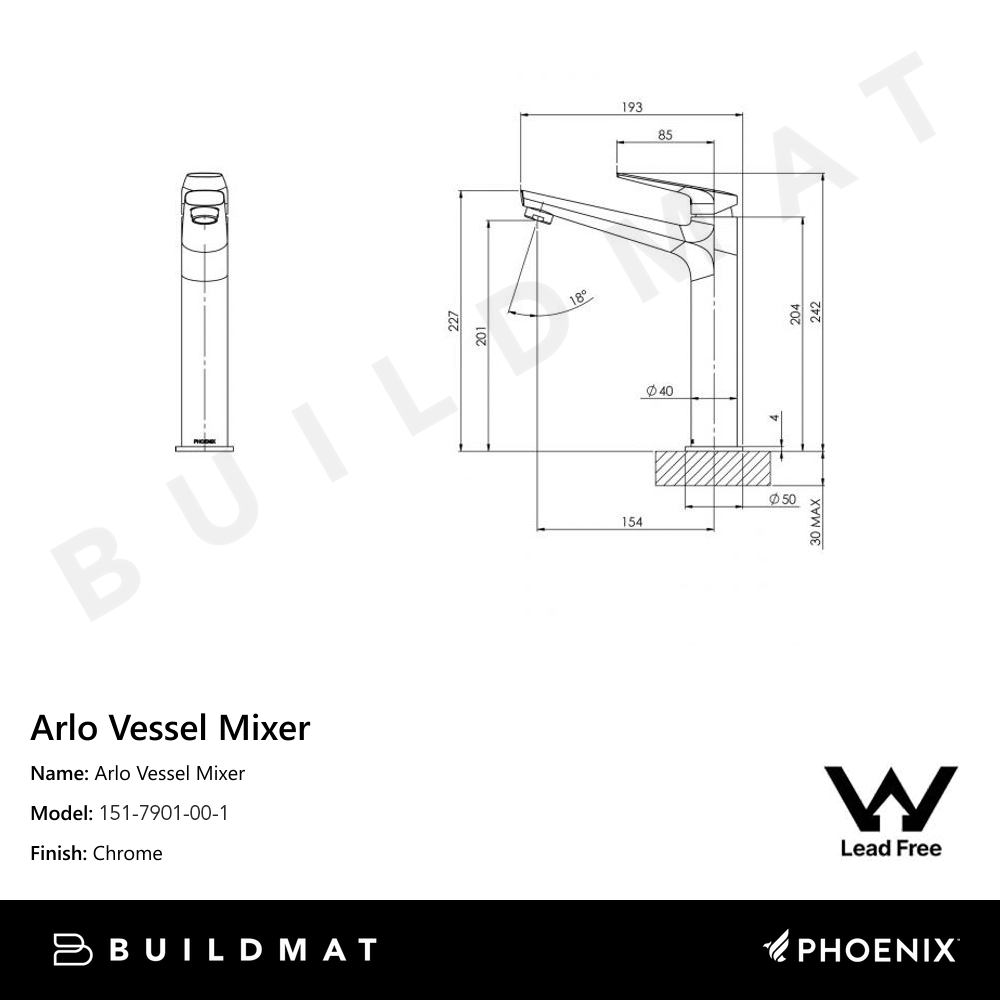 Arlo Vessel Mixer Lead Free Chrome