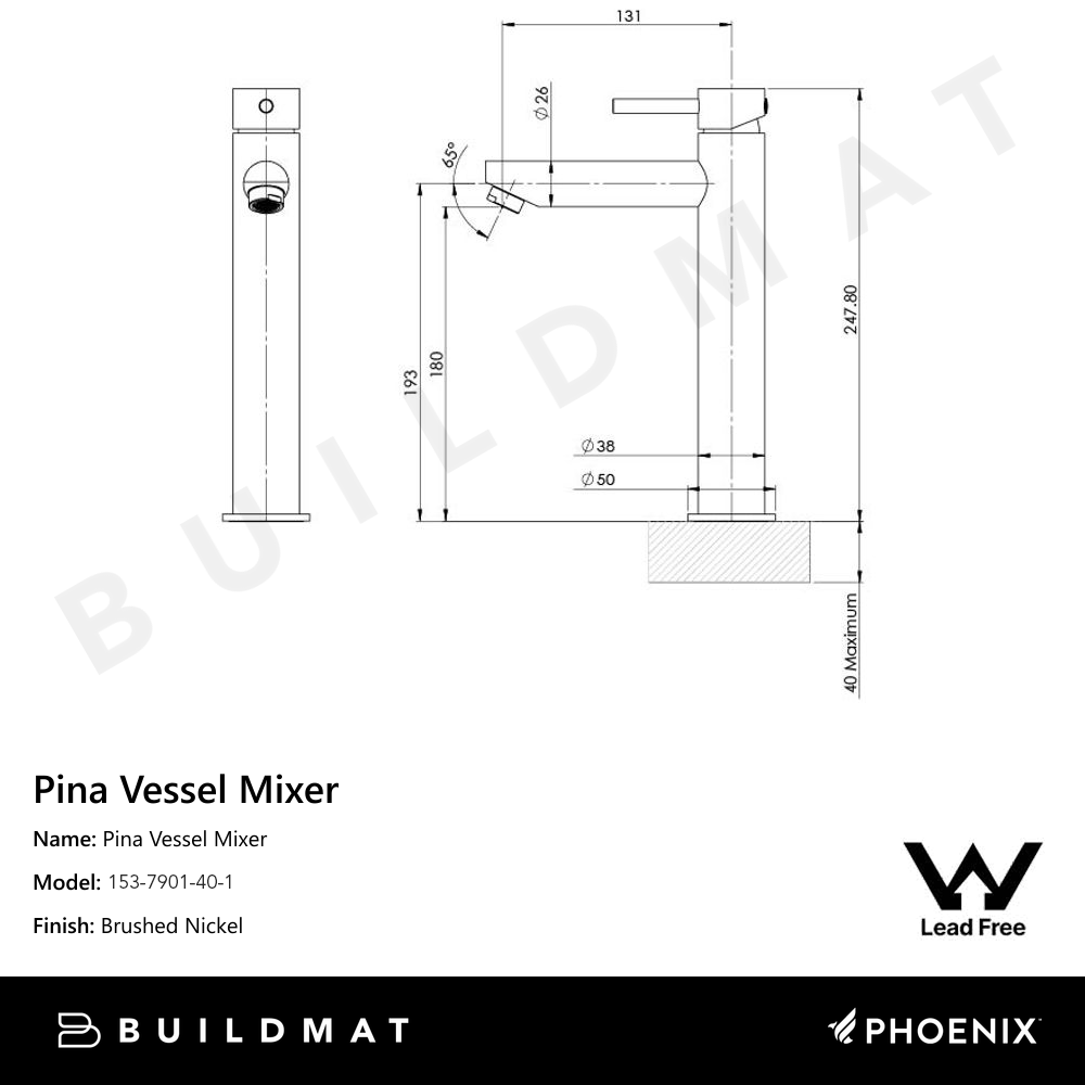 Pina Vessel Mixer Lead Free Brushed Nickel