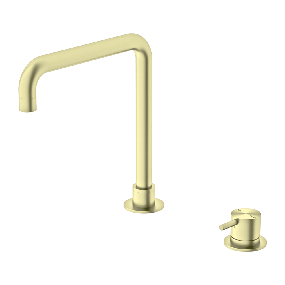 Mecca Hob Basin Mixer Square Swivel Brushed Gold