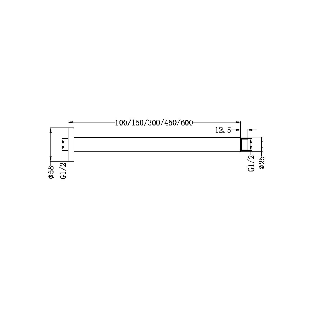 Round Ceiling Arm 150mm Chrome