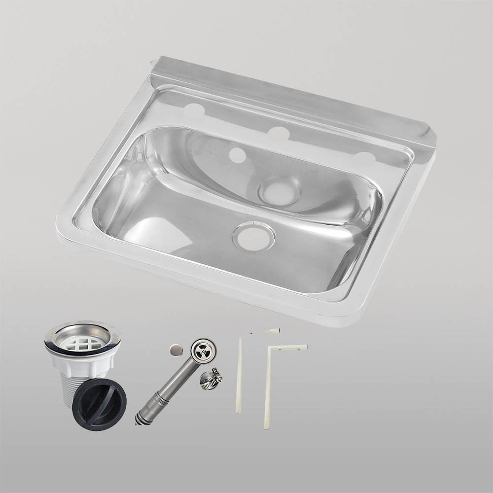 Wall Mounted Hand Basin 3 Tap Hole with Overflow Kit