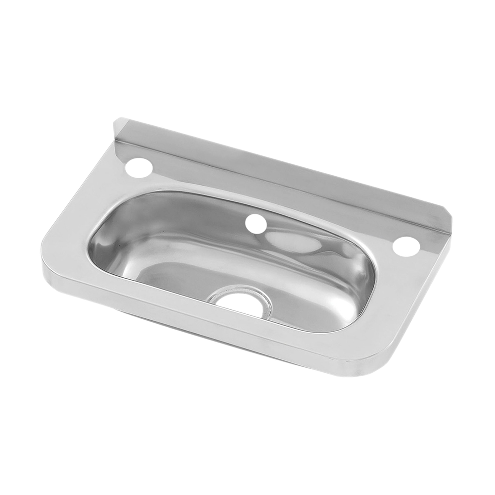 Compact Stainless Steel Hand Basin 2 tap holes, Inc Overflow Hole