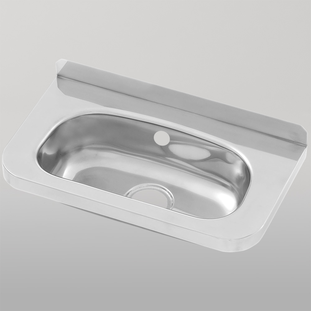 Compact Stainless Steel Hand Basin No tap holes,  Inc Overflow Hole