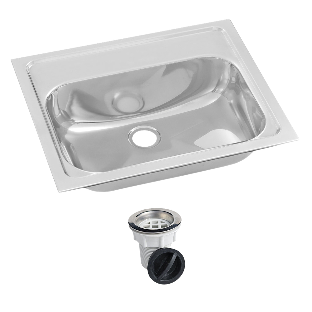 Inset Stainless Steel Hand Basin No Tap Hole with Plug and Waste.