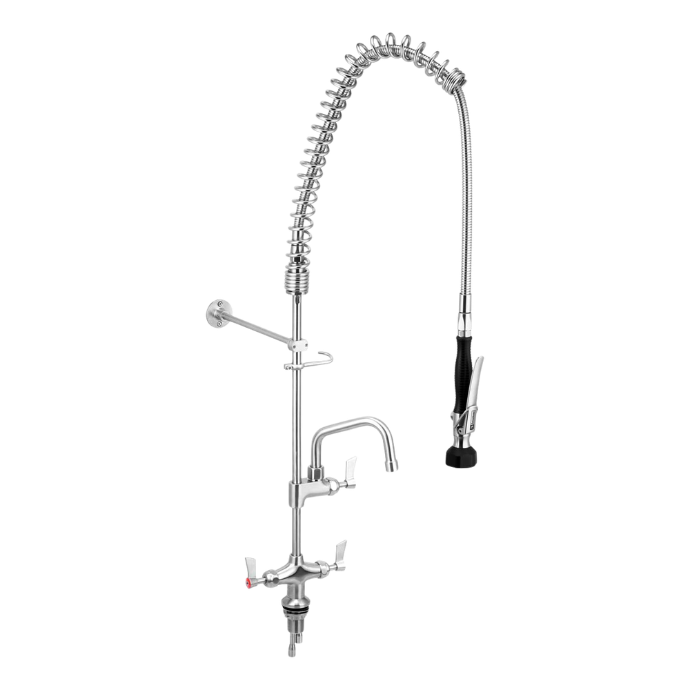 Stainless Steel Dual Bench Mounted Pre Rinse Unit With 6-inch Pot Filler