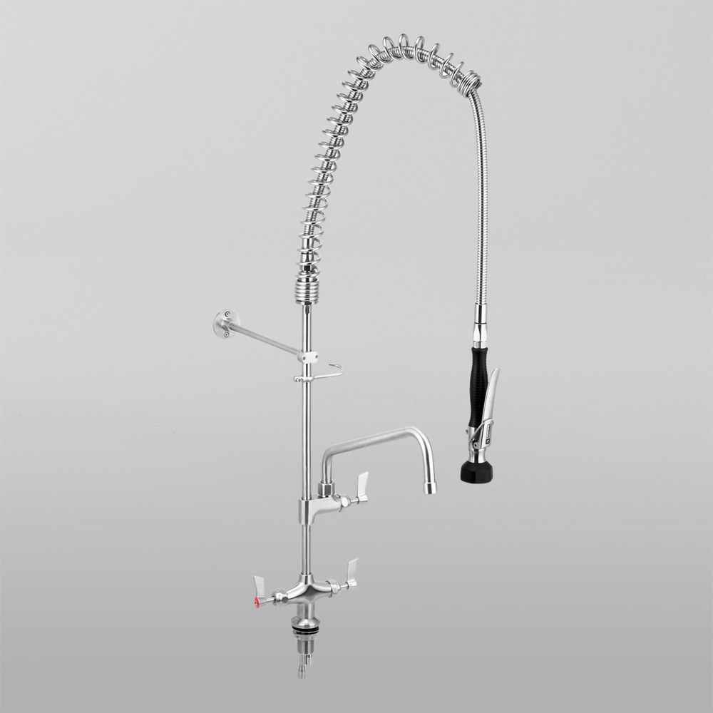 Dual Bench Mount Pre-Rinse Unit with 12-inch Pot Filler